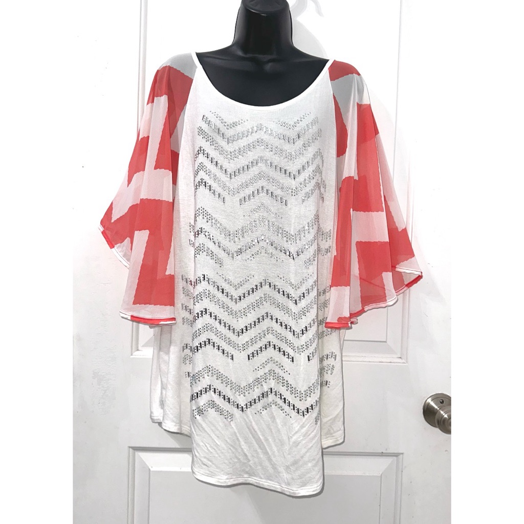 Vocal Vocal Chevron Dolman Blouse Size Xl